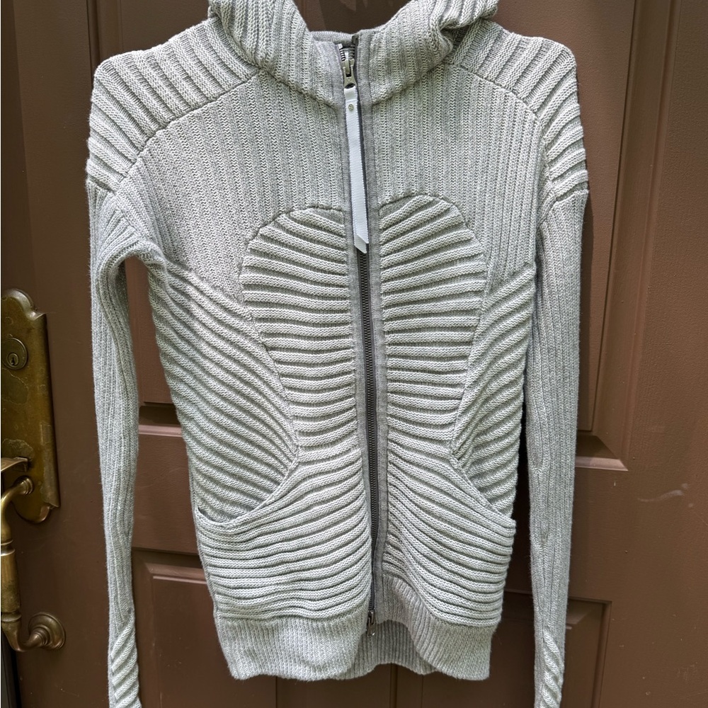 Lululemon Athletica Gray Knitted Cotton Full Zip Up Embrace Hoodie